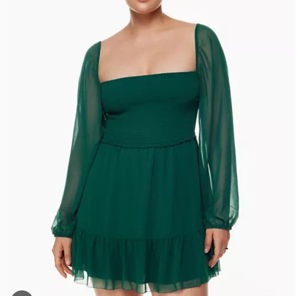 Wilfred Tempest Sheer Smocked Mini Dress